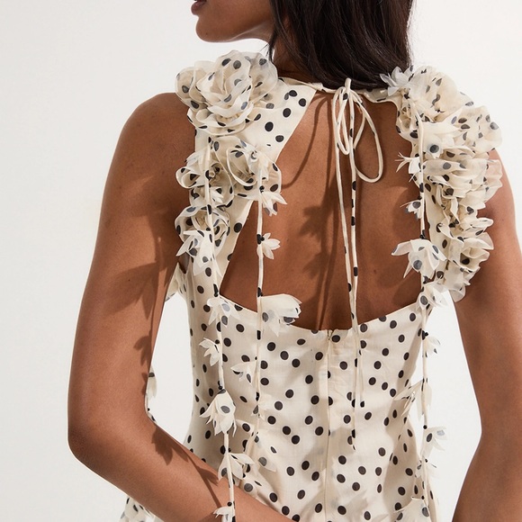 Karen Millen Black and White Polka Dot Maxi Dress - Picture 3 of 7